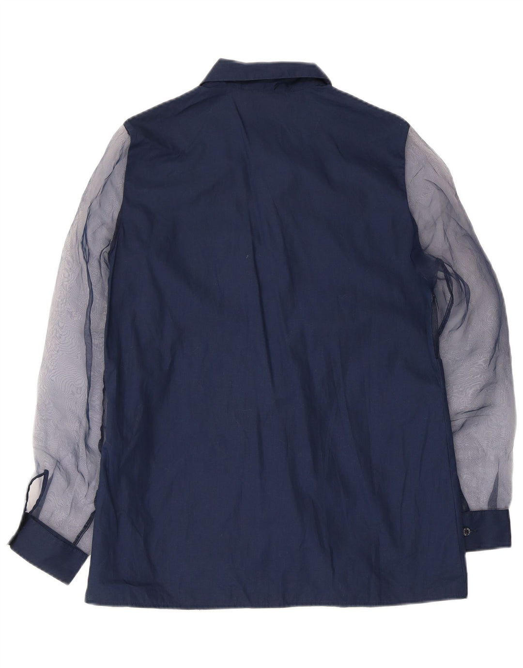 Camisa feminina VINTAGE UK 14 poliéster colorblock azul marinho médio