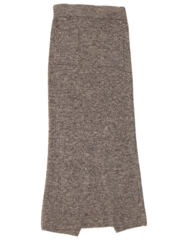 Saia maxi feminina de malha de cintura alta Whistles pequena W24 lã manchada cinza