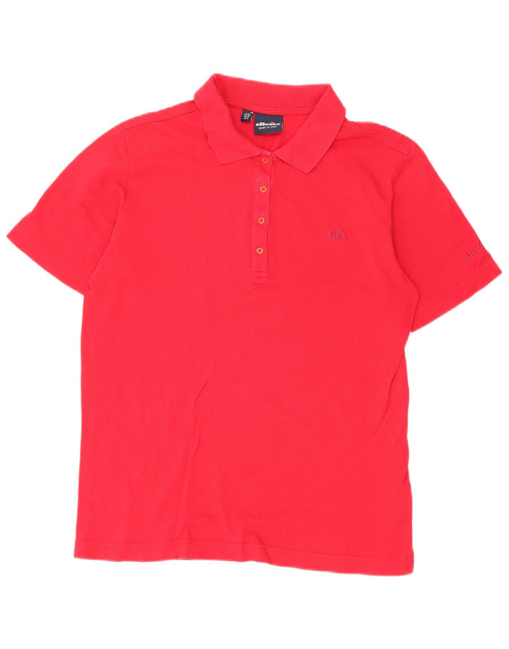 Camisa polo feminina Ellesse UK 10 pequena algodão vermelho