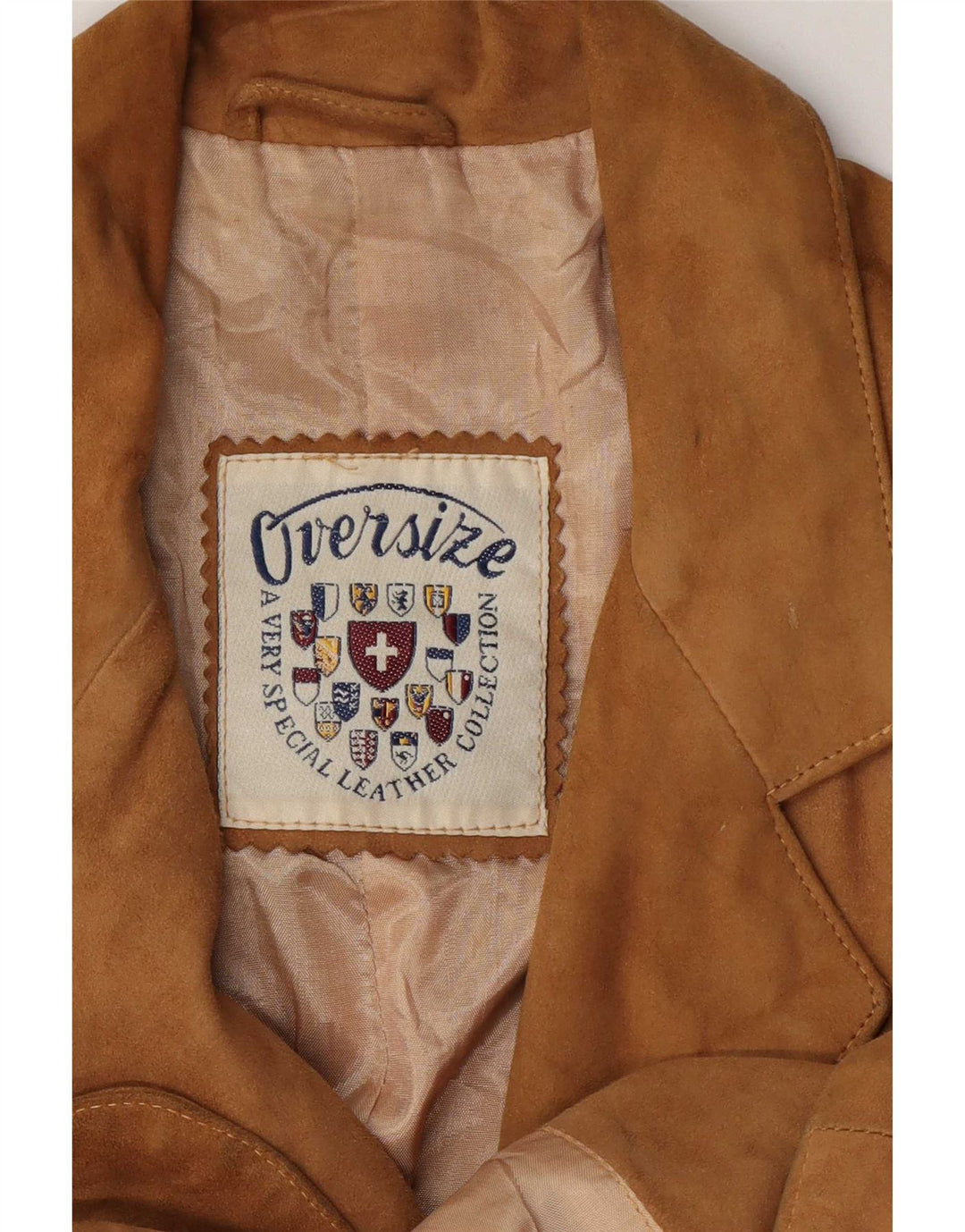 Jaqueta blazer feminina vintage de camurça com 3 botões Reino Unido 14 couro bege médio