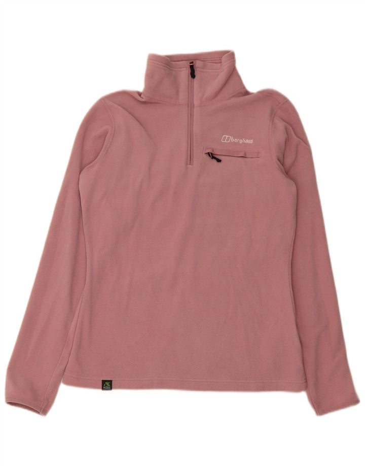 Suéter de lã feminino Berghaus com zíper e gola UK 10 poliéster rosa pequeno