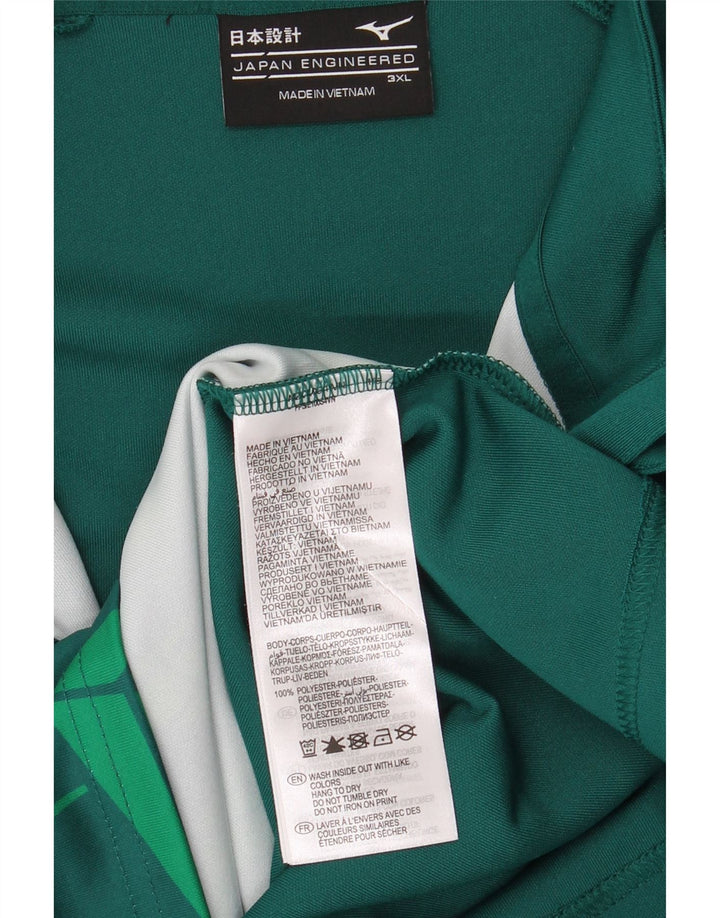 Top gráfico masculino Mizuno com zíper e manga comprida 3XL poliéster geométrico verde