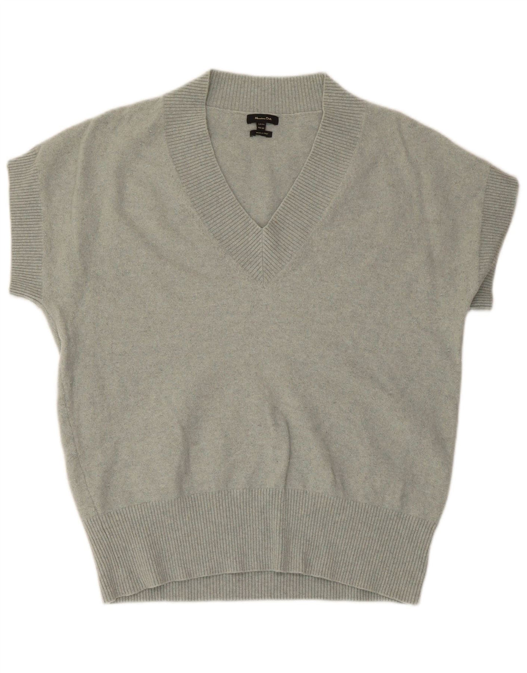 Suéter feminino Massimo Dutti manga curta com decote em V Reino Unido 14 médio verde