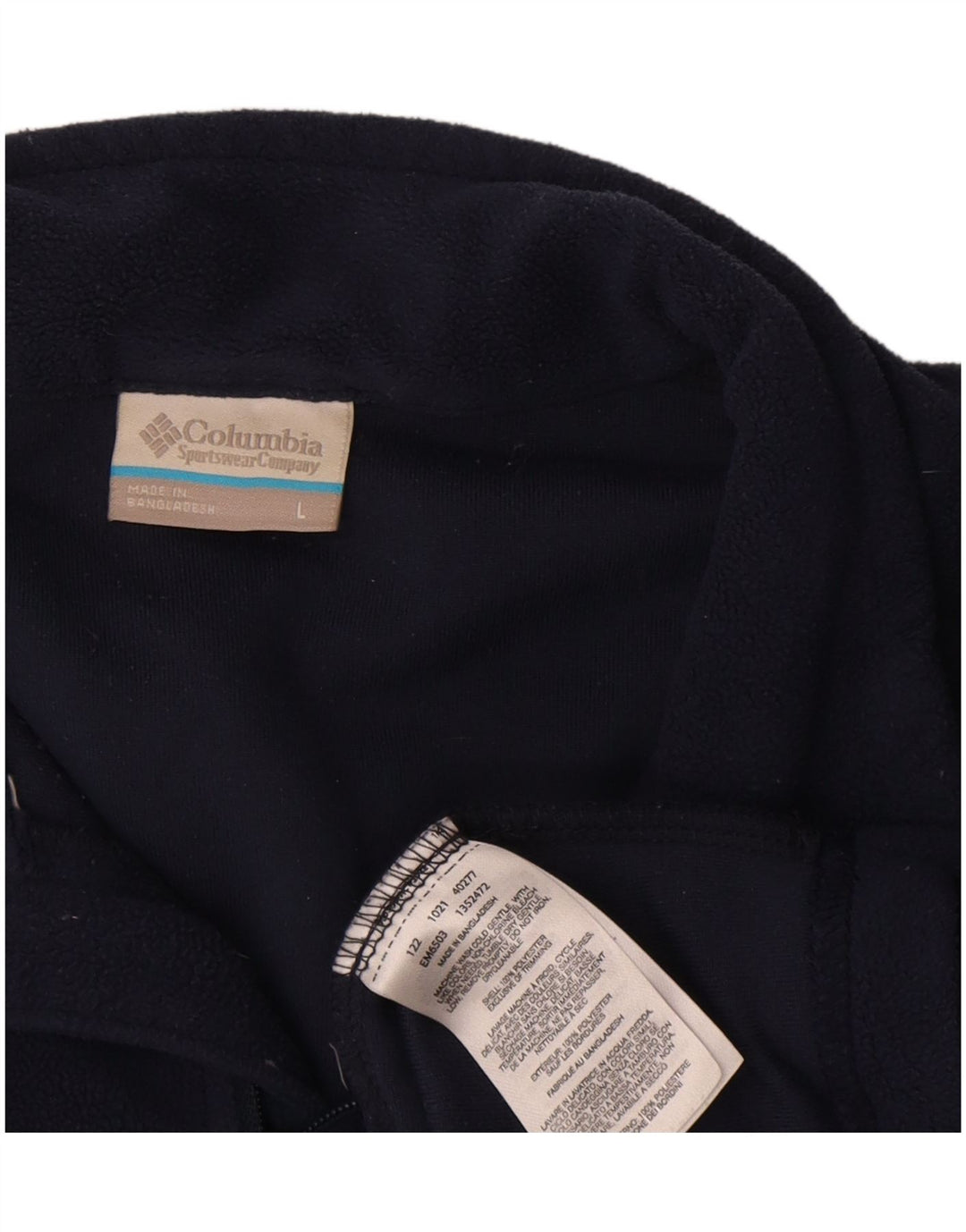 Suéter de lã Columbia masculino com zíper e gola grande azul marinho poliéster