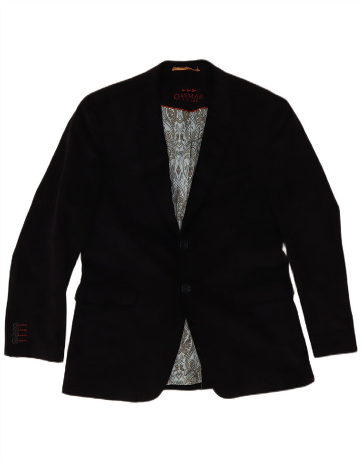 OAKMAN Mens 2 Button Corduroy Blazer Jacket UK 40 Large Navy Blue