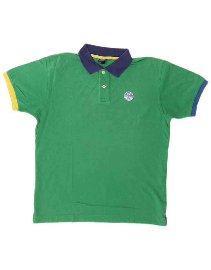 Camisa polo masculina de rugby North Sails grande algodão verde
