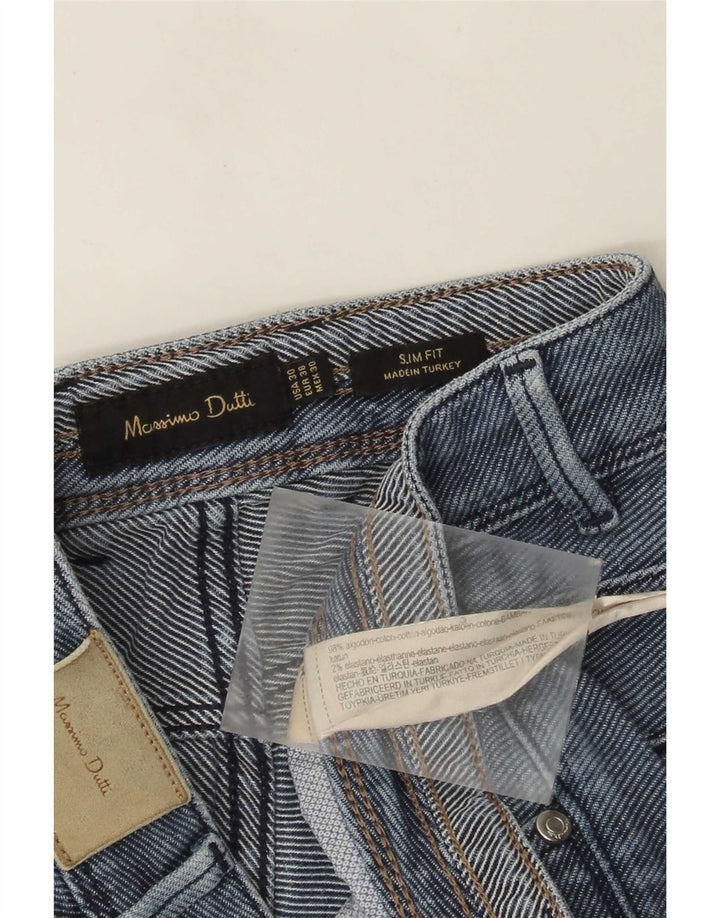Massimo Dutti Mens Slim Jeans EU 38 Pequeno W30 L31 Azul Algodão