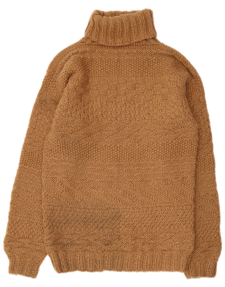 Suéter feminino VINTAGE com gola redonda Reino Unido 10 pequeno marrom