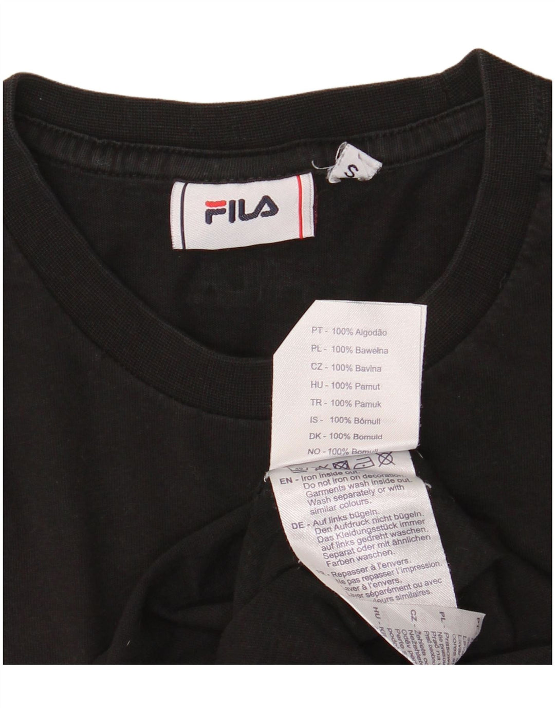 Fila Mens Graphic T-Shirt Top Pequeno Algodão Preto