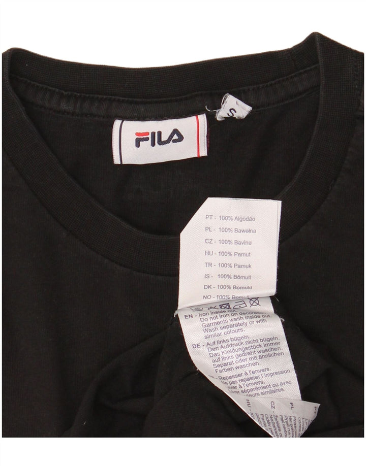 Fila Mens Graphic T-Shirt Top Pequeno Algodão Preto