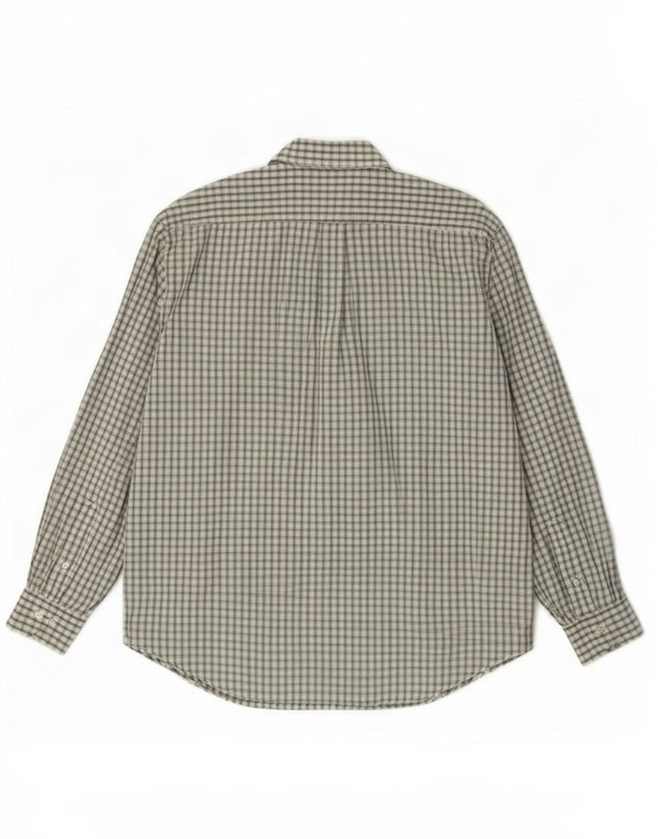 Camisa masculina Benetton de algodão xadrez verde médio
