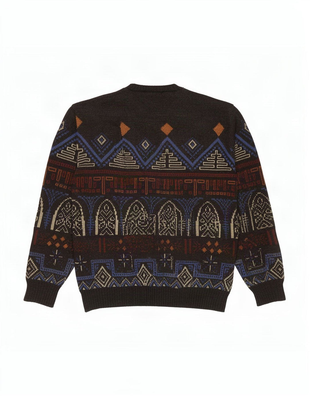 Suéter vintage masculino com gola redonda IT 54 XL multicolorido geométrico