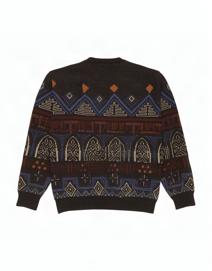 Suéter vintage masculino com gola redonda IT 54 XL multicolorido geométrico