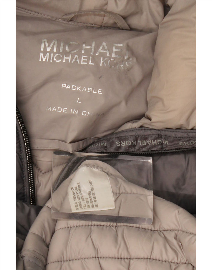 Casaco acolchoado com capuz feminino MICHAEL KORS Reino Unido 16 grande cinza nylon