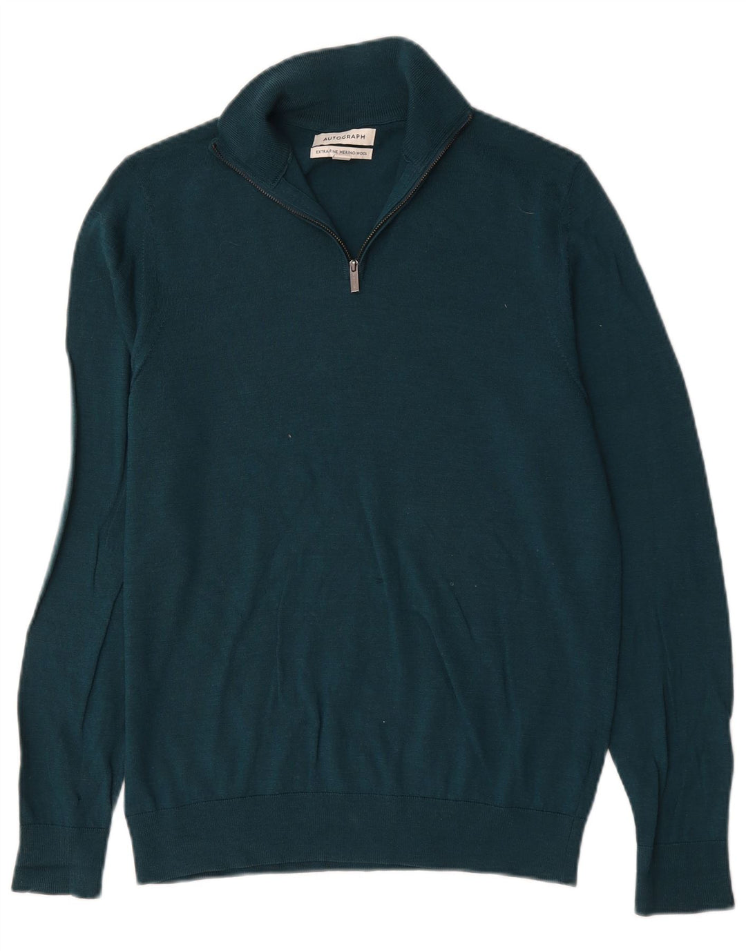 Suéter masculino Marks & Spencer Autograph com zíper e gola em lã verde médio