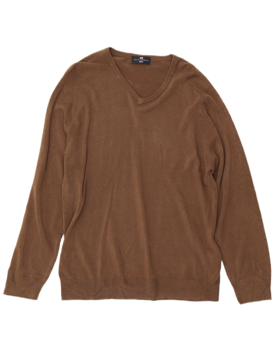 Suéter masculino MARKS & SPENCER Blue Harbor com decote em V grande marrom