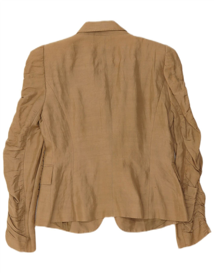 Jaqueta blazer feminina Zara com 1 botão Reino Unido 12 médio bege