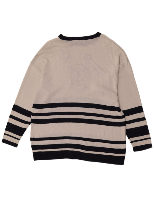 Suéter feminino Color Ville com gola canoa longa UE 44/46 XL listrado branco