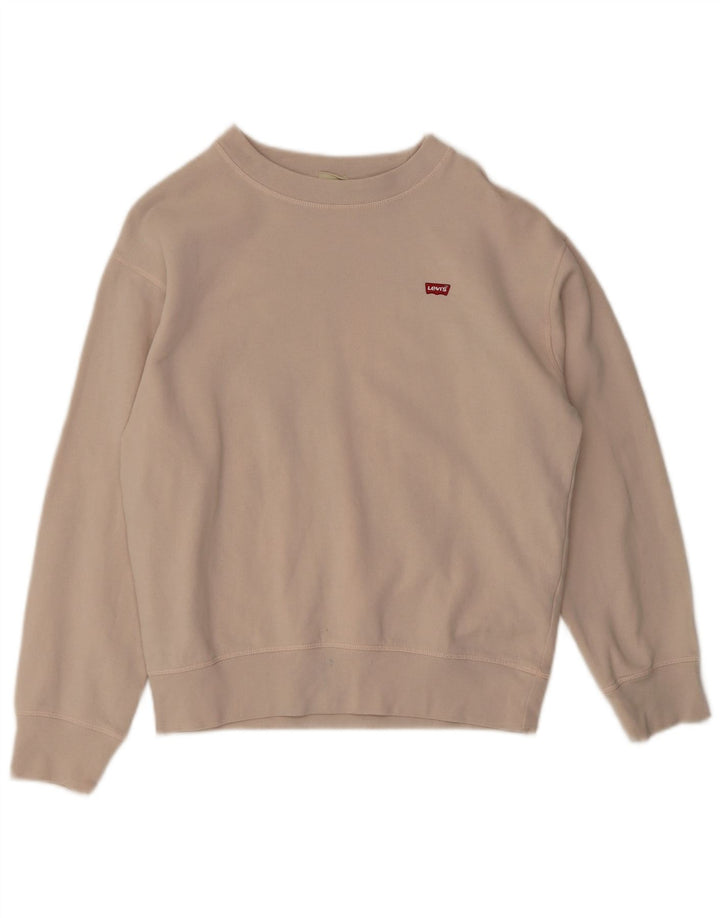 Suéter oversized feminino Levi's UK 10 pequeno algodão bege