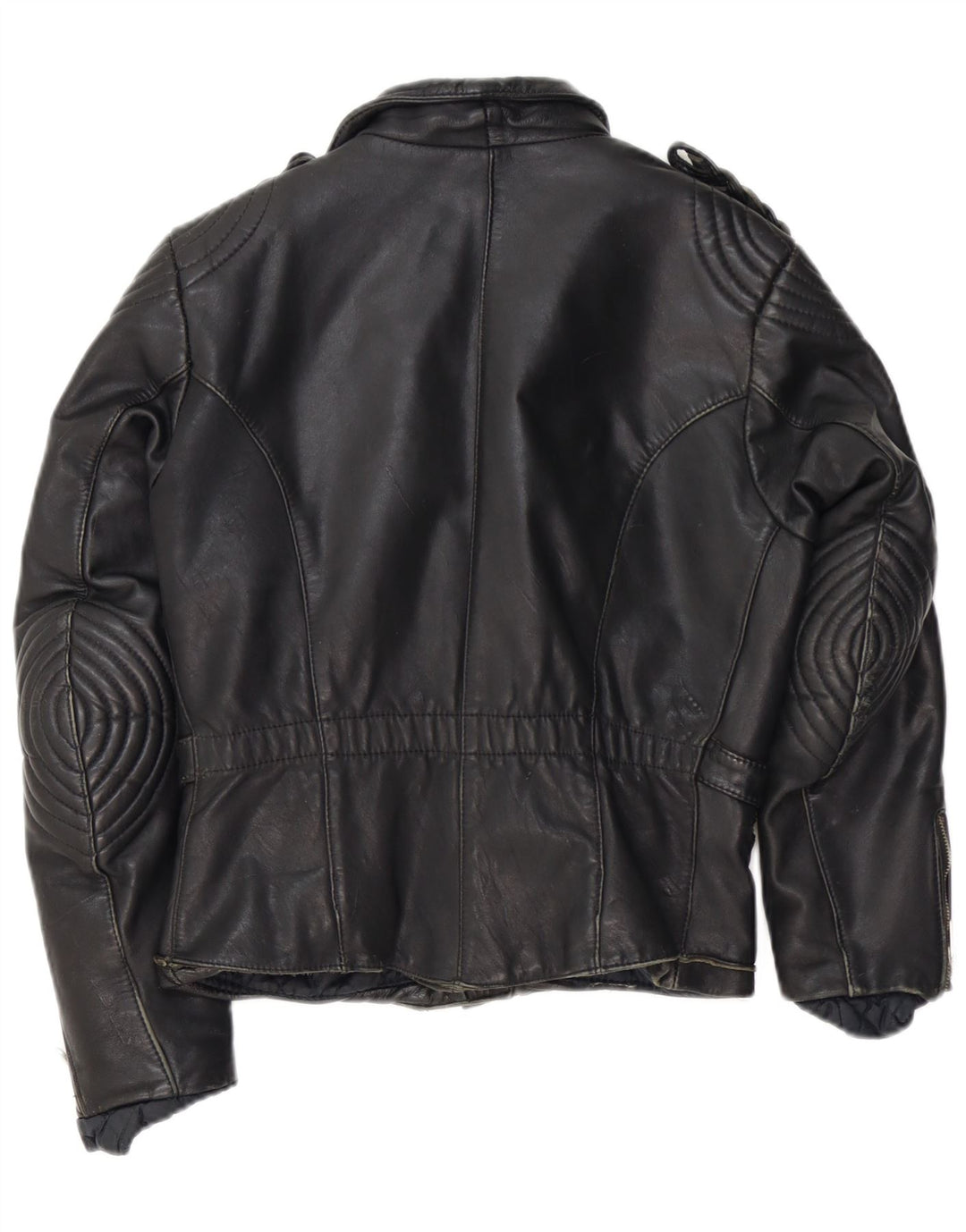 Jaqueta de motociclista de couro feminino vintage IT 44 couro preto médio