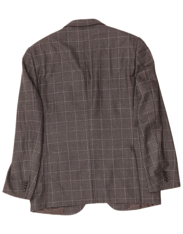 Jaqueta blazer masculina CORNELIANI com 2 botões IT 50 grande lã virgem xadrez cinza