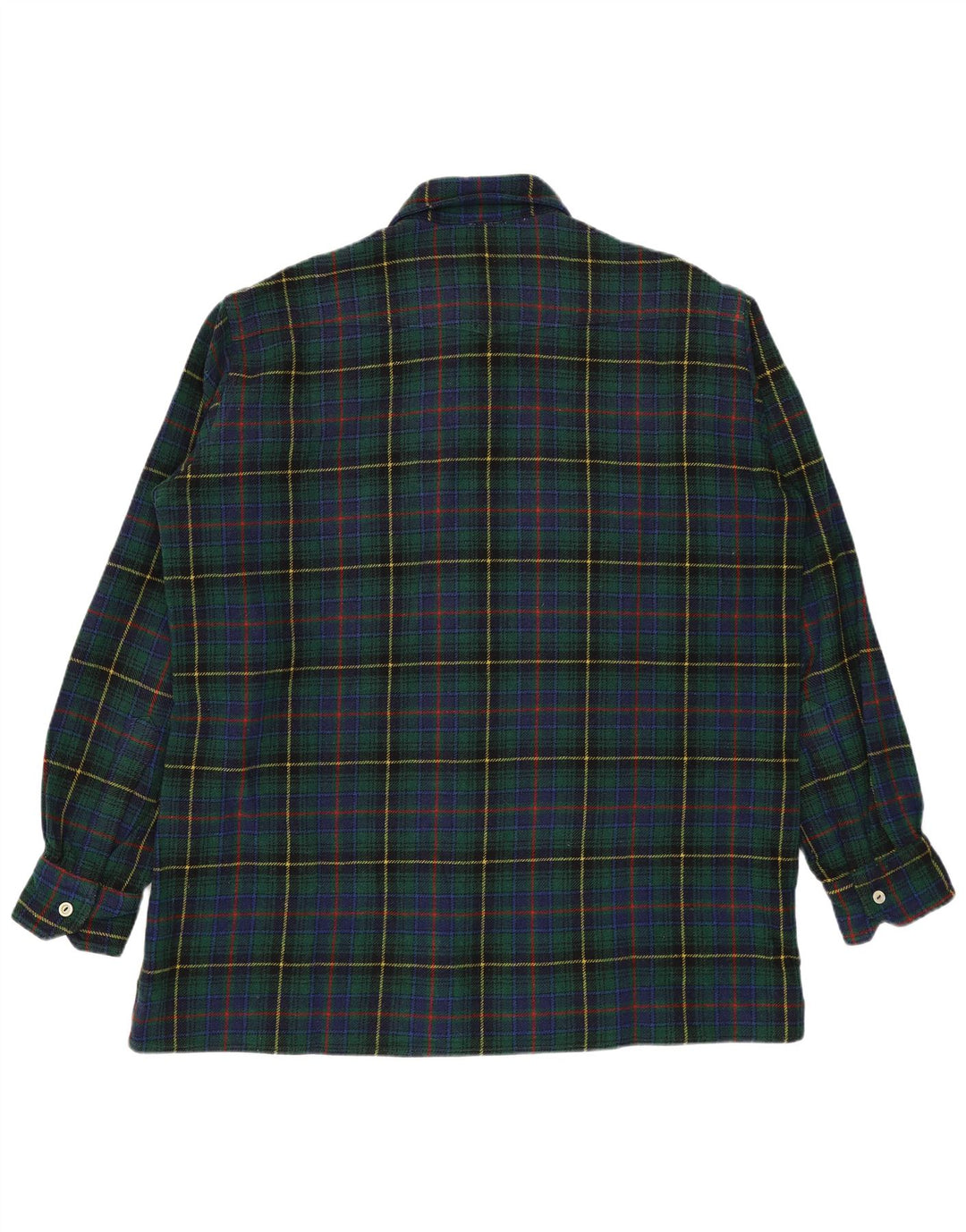 Camisa masculina vintage de flanela grande xadrez verde