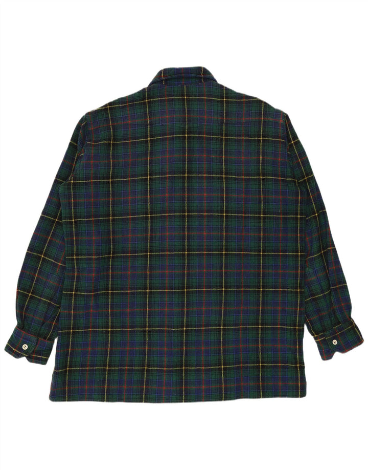 Camisa masculina vintage de flanela grande xadrez verde