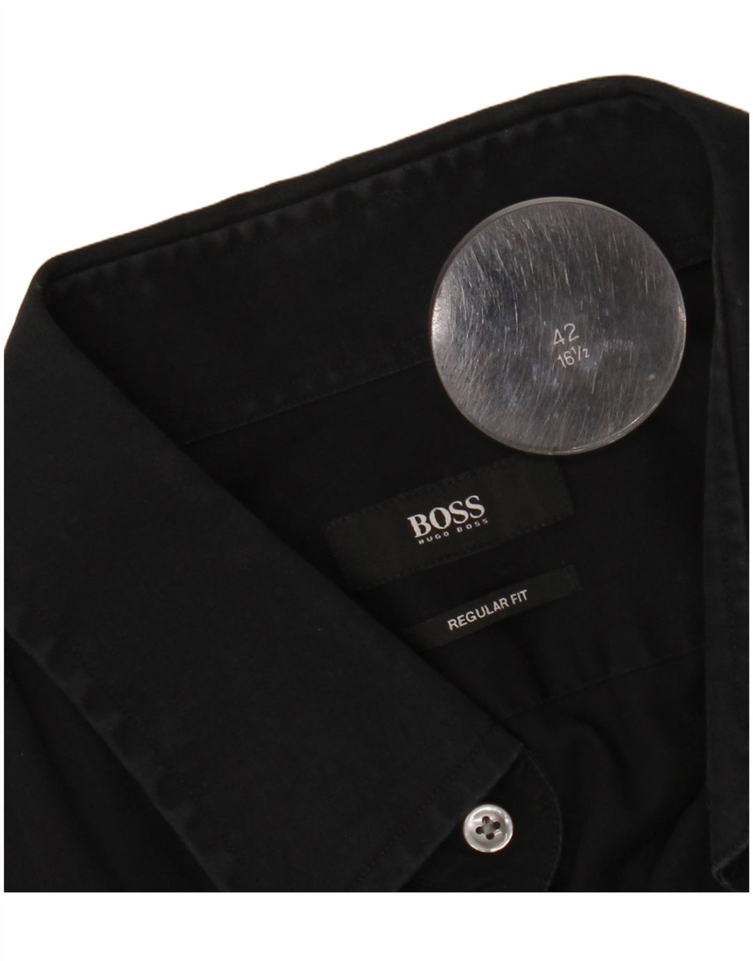 Camisa masculina de ajuste regular HUGO BOSS tamanho 16 1/2 42 grande preta