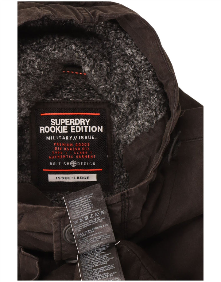 Jaqueta Parka com capuz militar masculina Superdry Reino Unido 40 algodão cinza grande