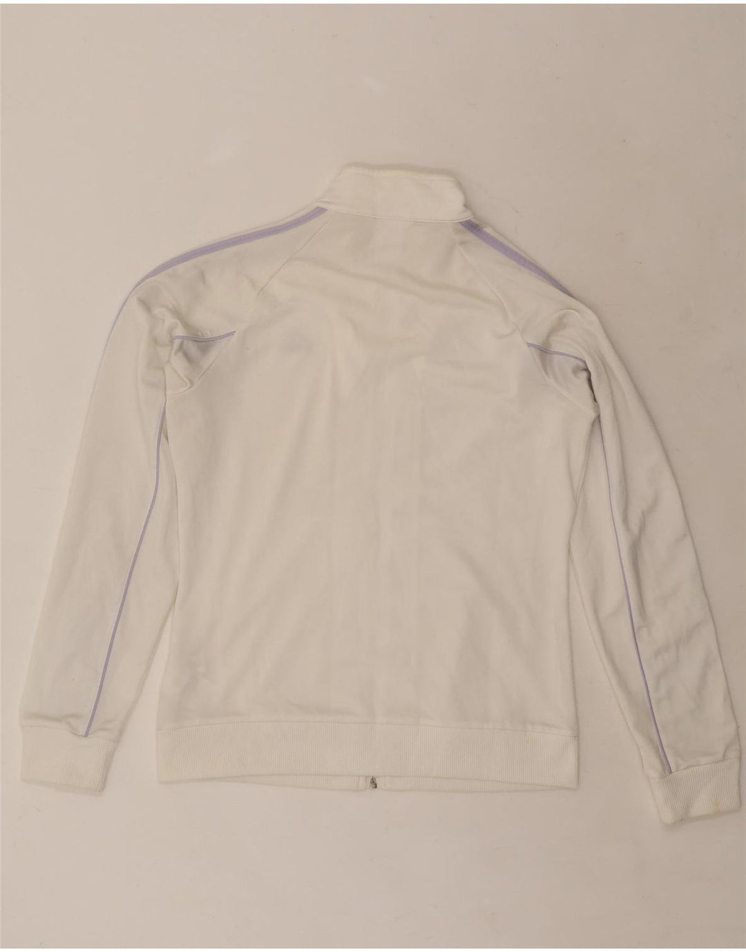 ADIDAS Womens Tracksuit Top Jacket UK 16 Large Off White Poliéster