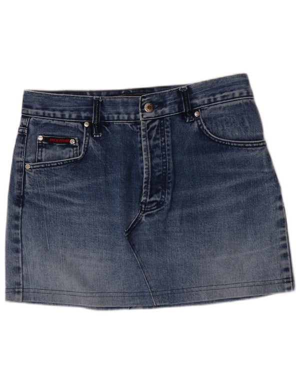Mini saia jeans feminina vintage W33 grande algodão azul