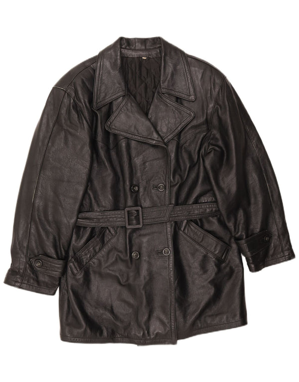 Casaco feminino LAVORAZIONE ARTIGIANA UK 12 couro preto médio