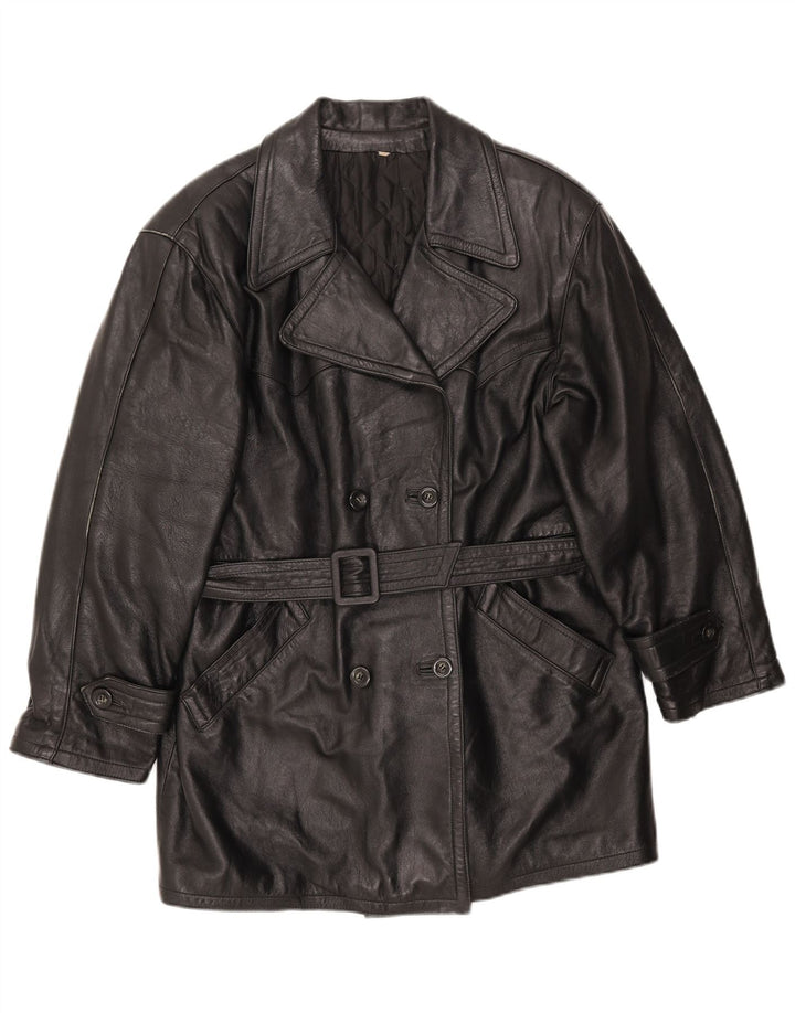 Casaco feminino LAVORAZIONE ARTIGIANA UK 12 couro preto médio