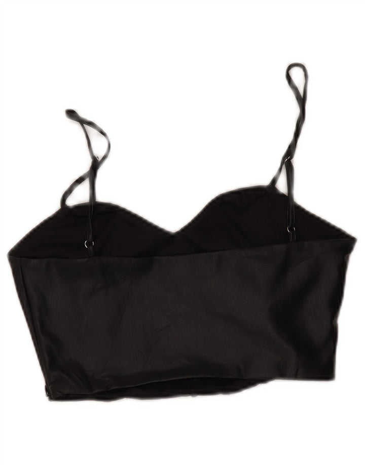 Top espartilho feminino de couro sintético Zara Reino Unido 12 médio preto