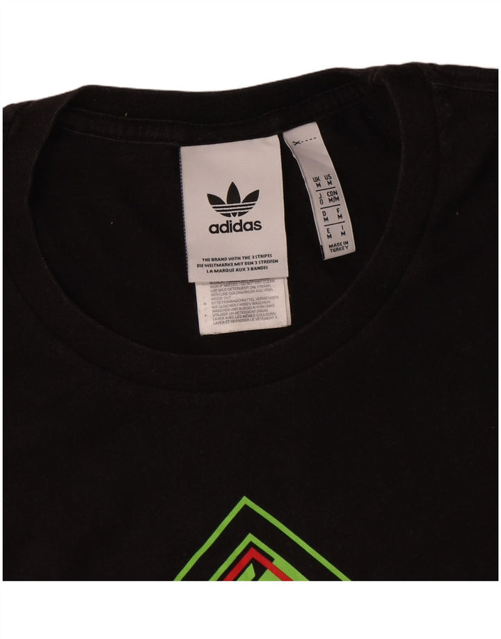 Adidas Mens Graphic T-Shirt Top Médio Algodão Preto