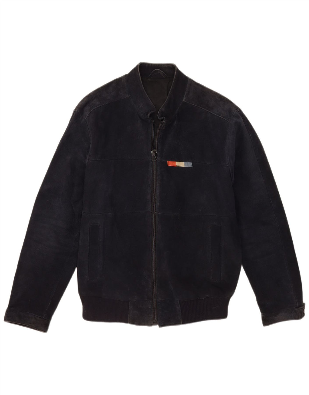 Jaqueta bomber masculina VINTAGE de camurça IT 50 grande couro azul marinho