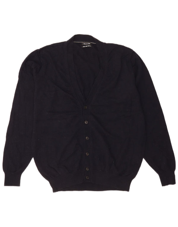 Suéter cardigã masculino Massimo Dutti XL lã azul marinho