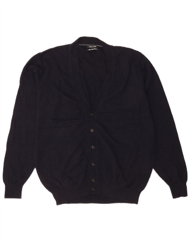 Suéter cardigã masculino Massimo Dutti XL lã azul marinho