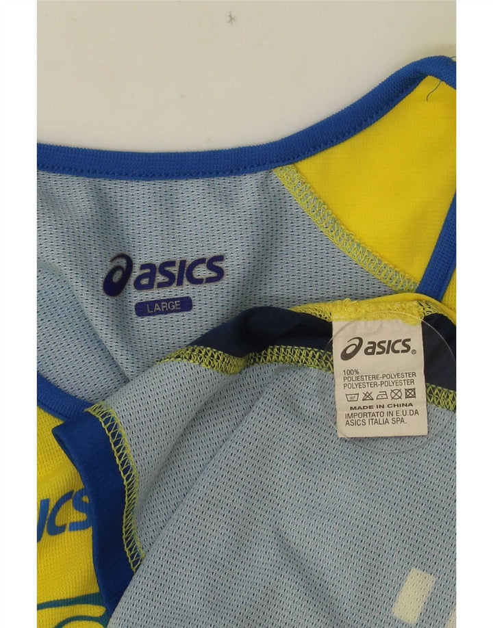 Asics Mens Graphic Vest Top Grande Amarelo Colourblock Poliéster