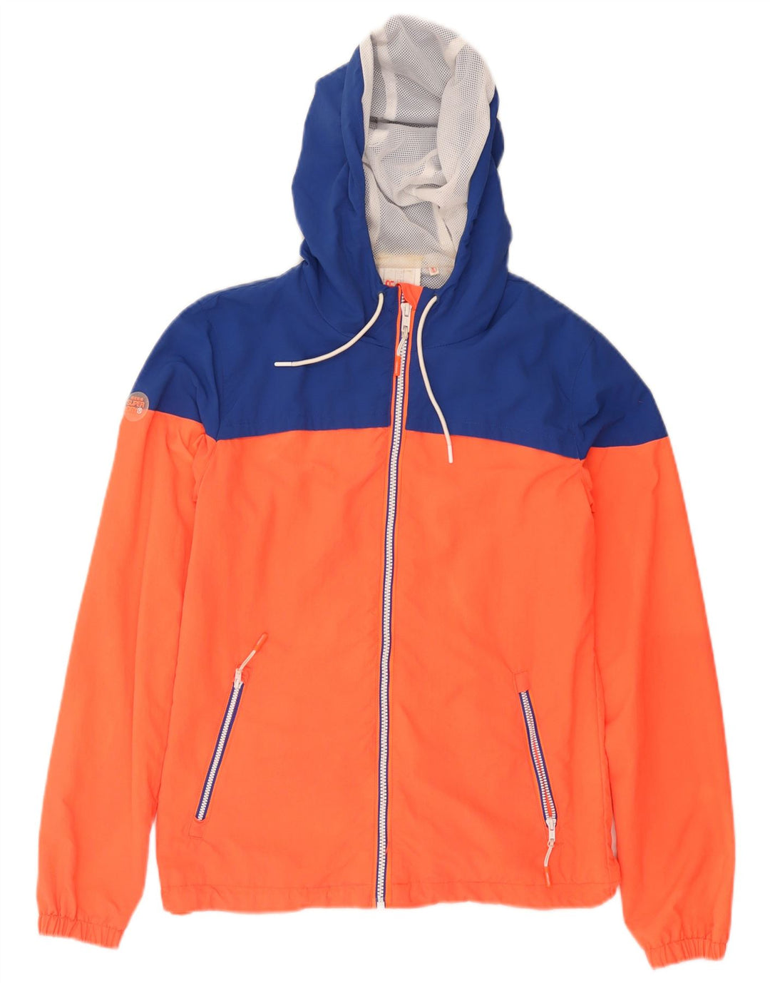 Jaqueta de chuva masculina SUPERDRY com capuz Reino Unido 34 XS laranja Colourblock Nylon