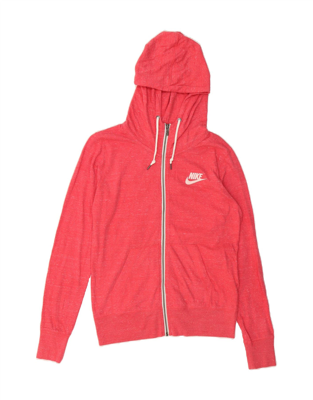 NIKE Womens Zip Hoodie Sweater UK 14 Large Pink Flecked Cotton Vintage Nike and Second-Hand Nike from Messina Hembry 
