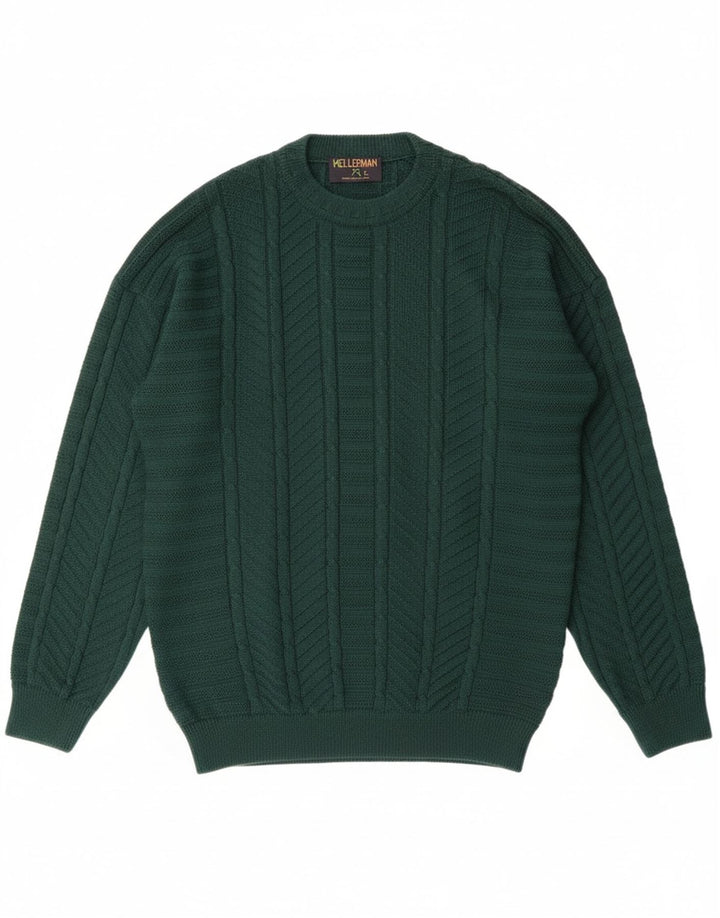 Suéter masculino KELLERMAN com gola redonda, grande lã verde