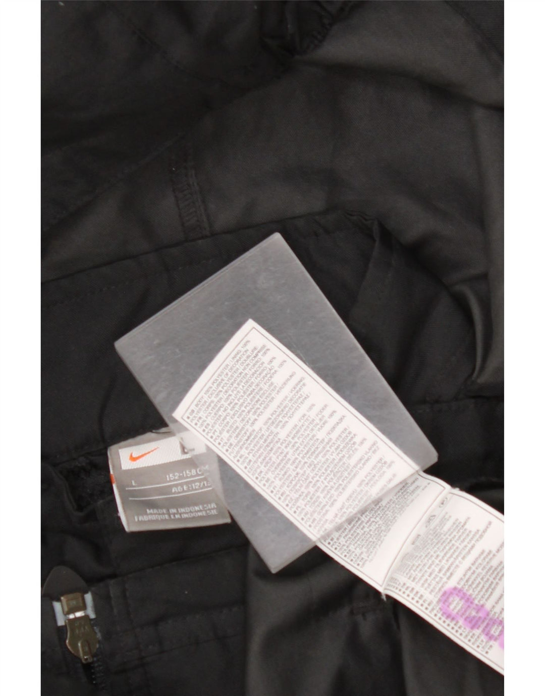 Jaqueta de chuva com capuz para meninos NIKE 12-13 anos grande preto colorblock poliéster