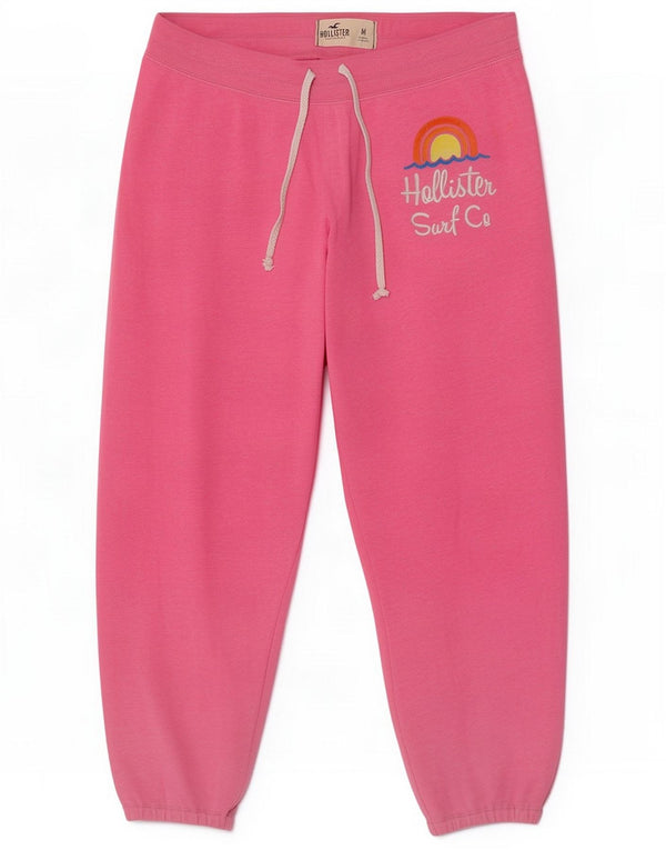 Hollister Womens Graphic Tracksuit Calças Joggers UK 14 Médio Rosa