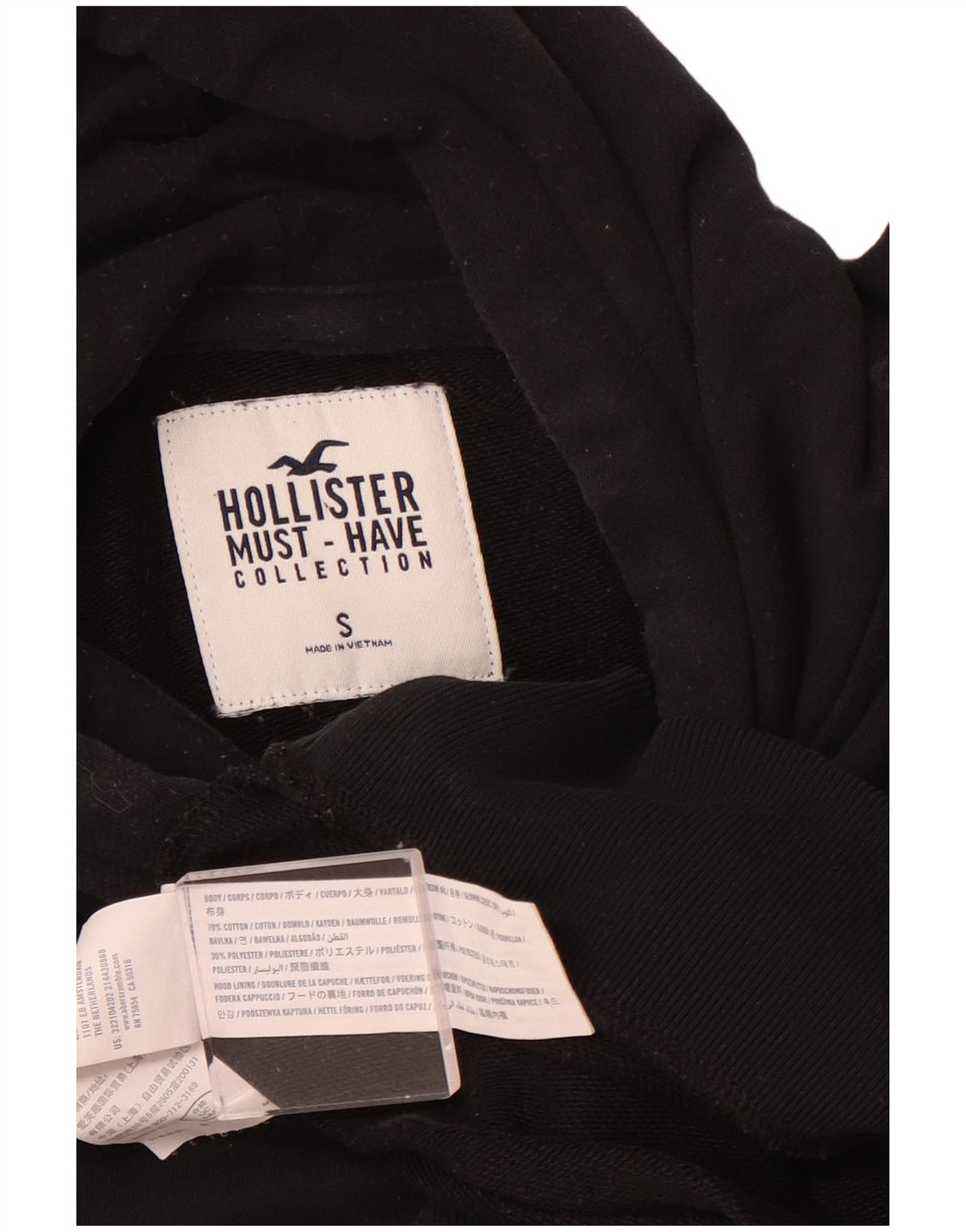 HOLLISTER moletom com capuz masculino pequeno algodão preto