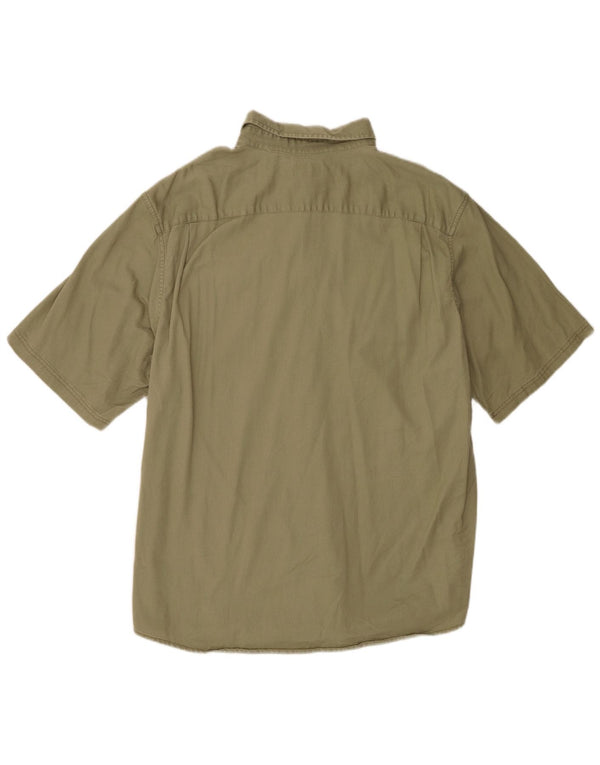 Camisa Wrangler masculina de manga curta XL algodão cáqui