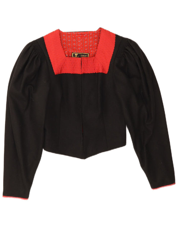 Jaqueta feminina vintage Trachten Bolero EU 38 médio preto colorblock