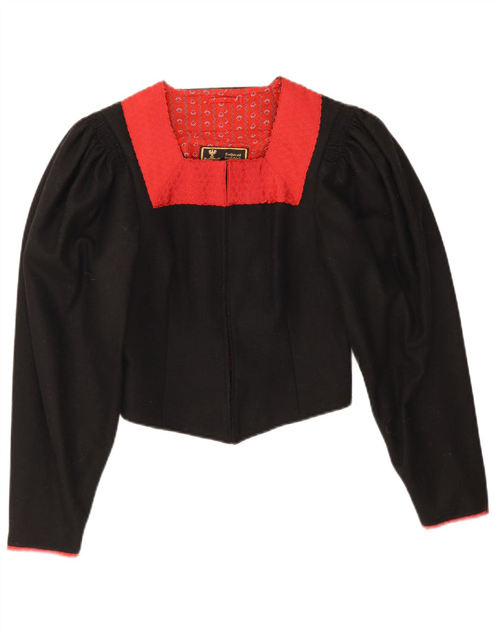Jaqueta feminina vintage Trachten Bolero EU 38 médio preto colorblock