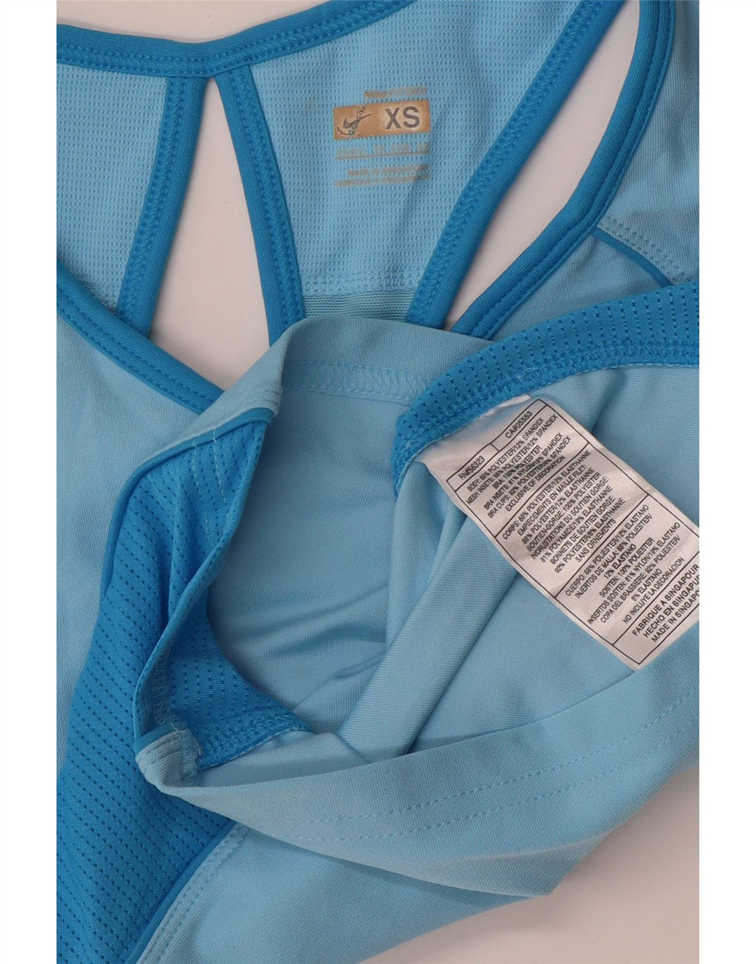 NIKE Womens Crop Vest Top UK 4 XS Azul Poliéster