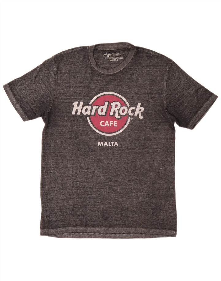 Camiseta masculina Hard Rock Cafe Malta com estampa gráfica de algodão cinza médio